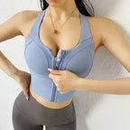 Elevate Your Workout with Our Stylish Front Zipper Sports Bra for Women - Push Up Yoga Crop Top in Vibrant Colors