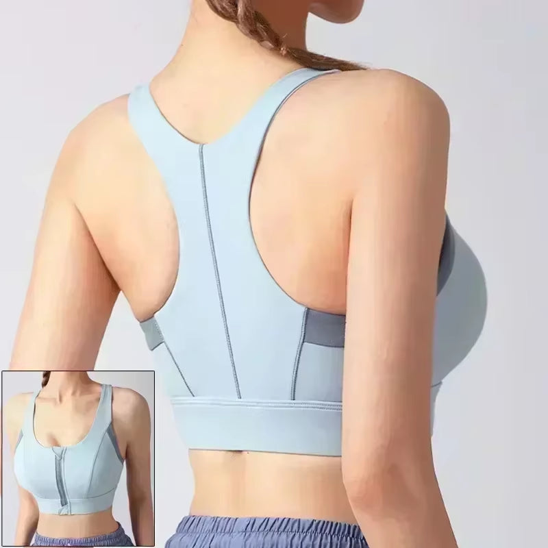 Elevate Your Workout with Our Stylish Front Zipper Sports Bra for Women - Push Up Yoga Crop Top in Vibrant Colors