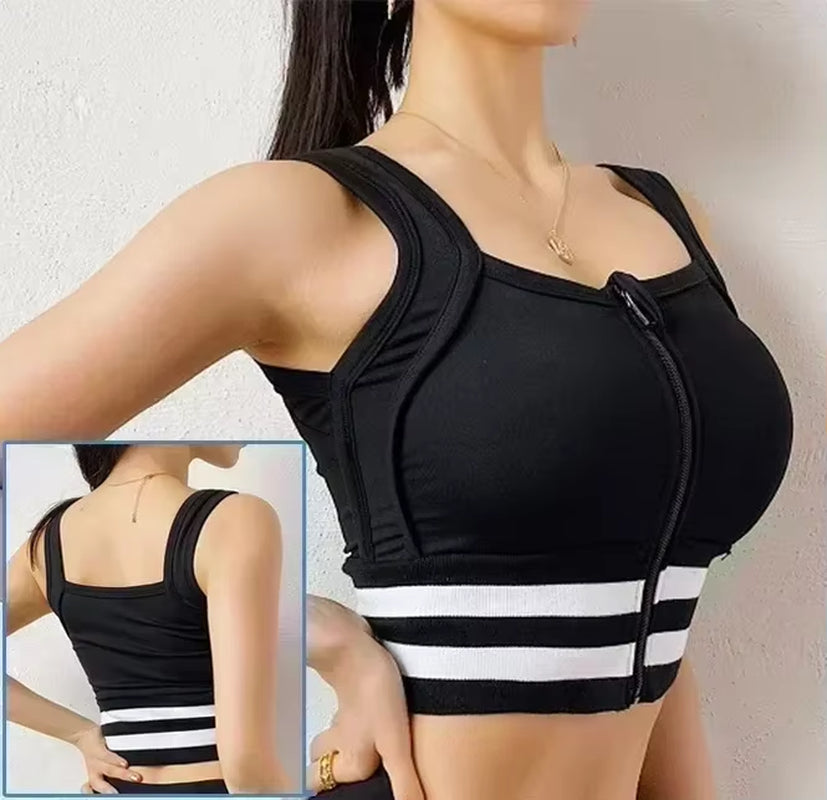Elevate Your Workout with Our Stylish Front Zipper Sports Bra for Women - Push Up Yoga Crop Top in Vibrant Colors