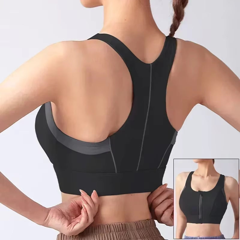 Elevate Your Workout with Our Stylish Front Zipper Sports Bra for Women - Push Up Yoga Crop Top in Vibrant Colors