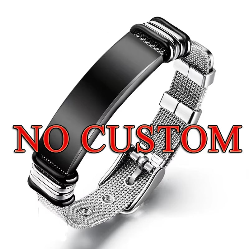 Punk Custom Name Engrave Logo Id Bracelets Net Band Trendy Stainless Steal Bracelet Men Friendship Bracelets Jewelry