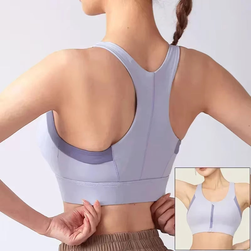 Elevate Your Workout with Our Stylish Front Zipper Sports Bra for Women - Push Up Yoga Crop Top in Vibrant Colors
