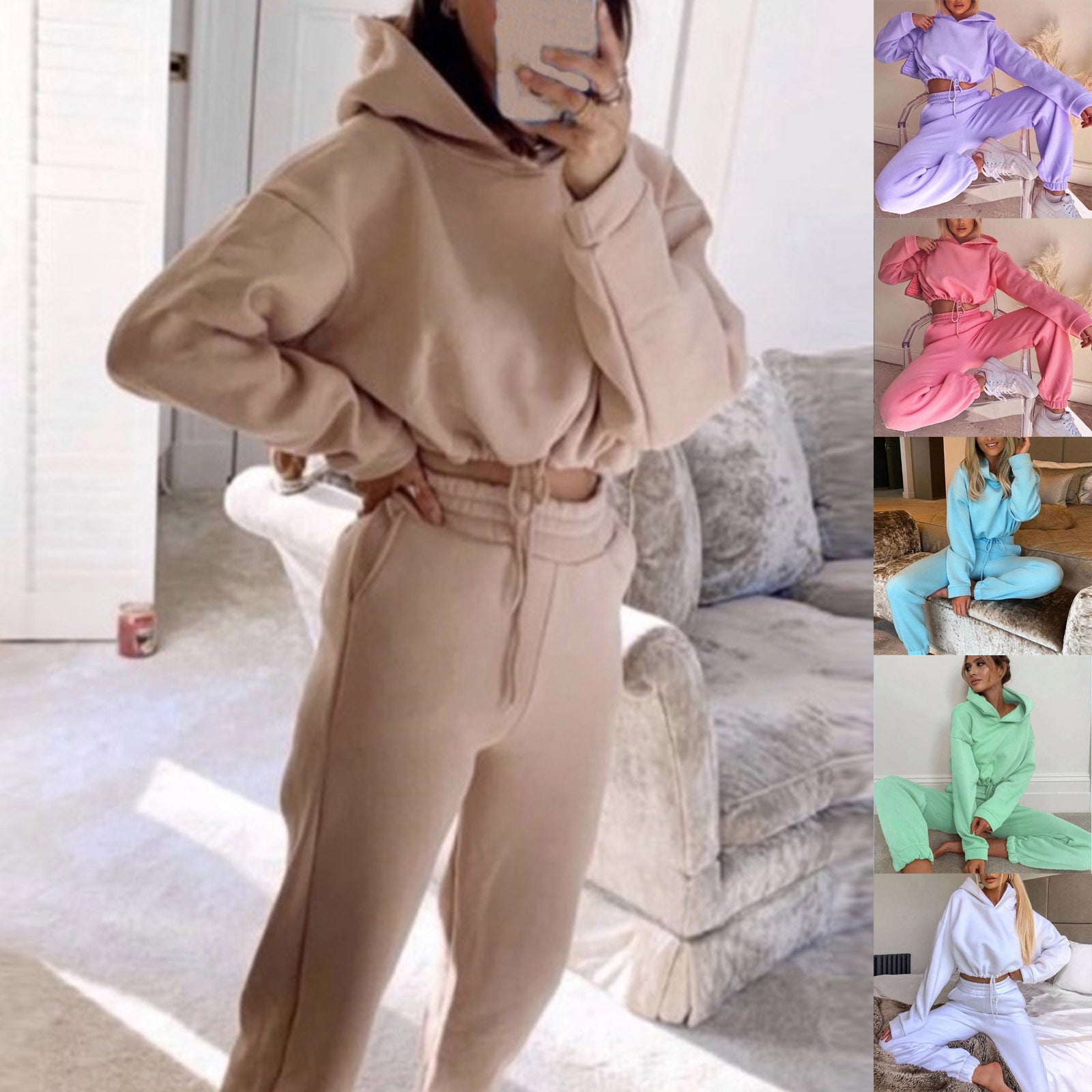 Women's 2-Piece Jogging Suit: Stylish Long Sleeve Hoodie and Sweatpants Fitness Tracksuit