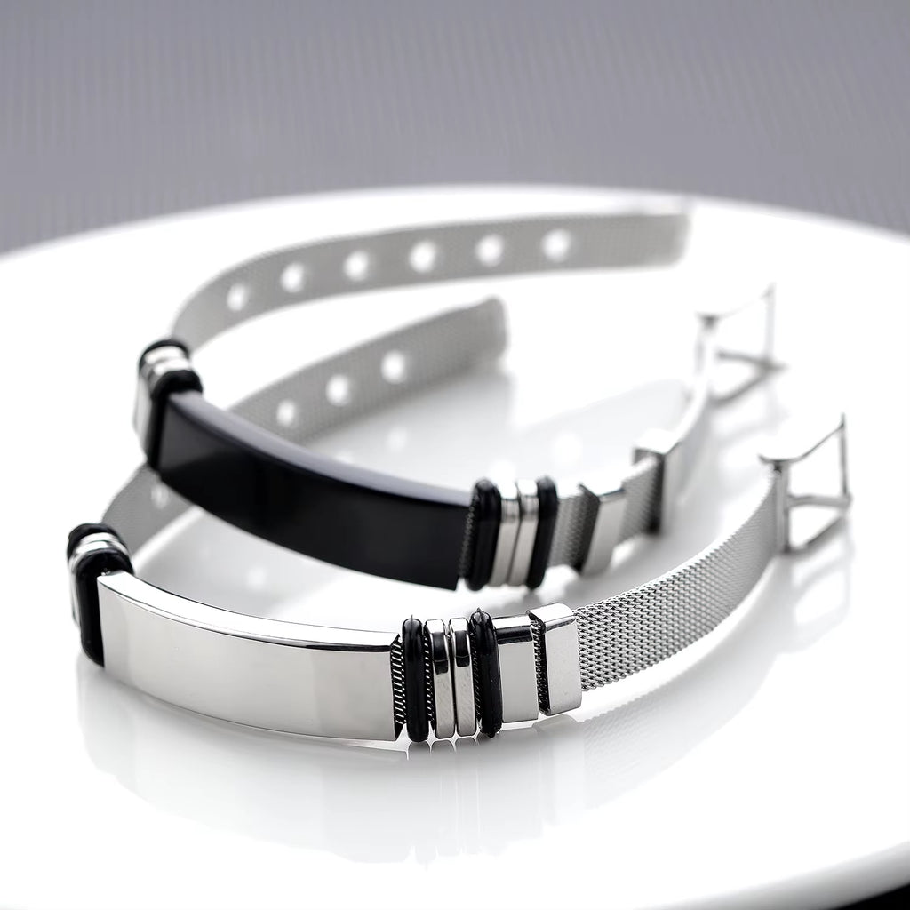 Punk Custom Name Engrave Logo Id Bracelets Net Band Trendy Stainless Steal Bracelet Men Friendship Bracelets Jewelry