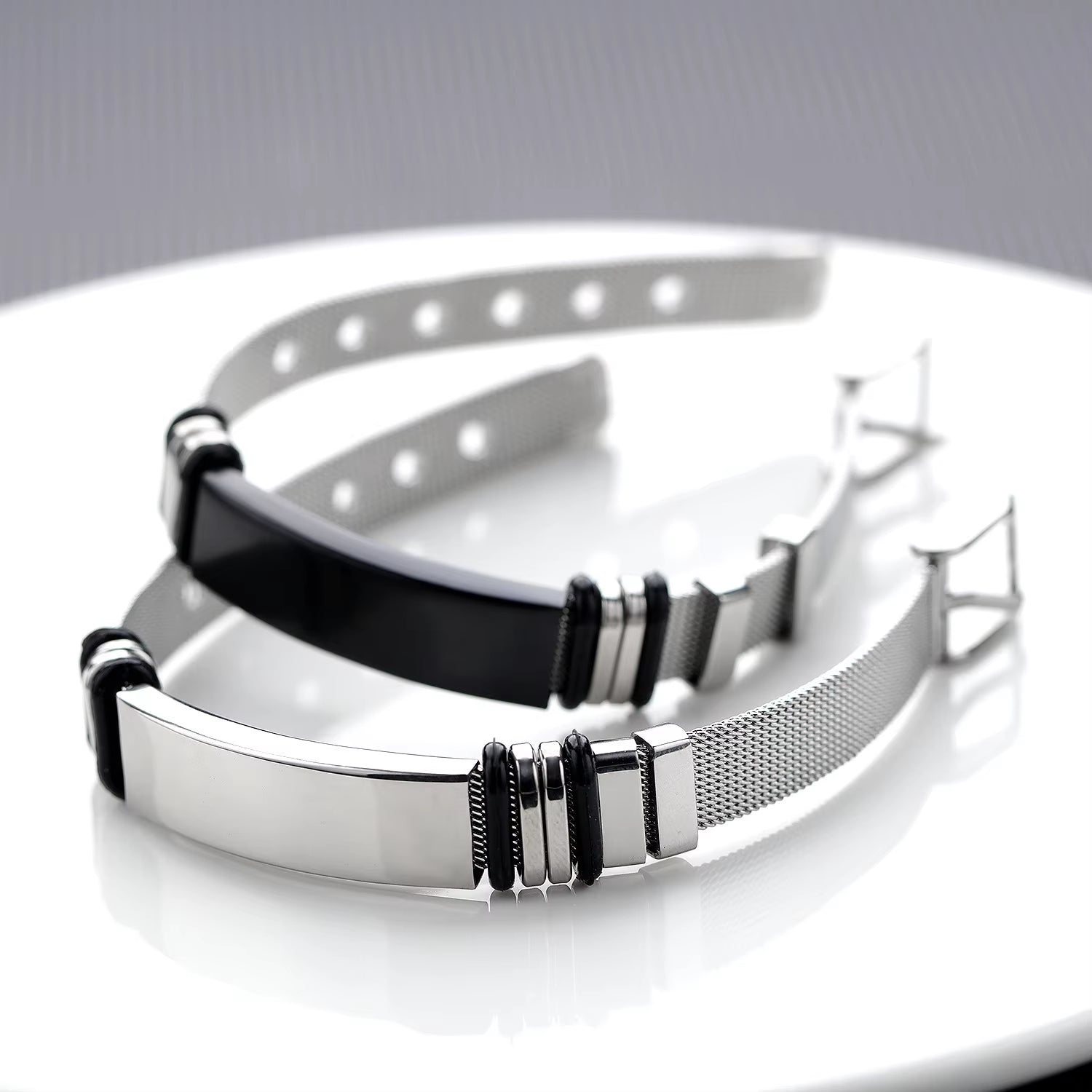 Punk Custom Name Engrave Logo Id Bracelets Net Band Trendy Stainless Steal Bracelet Men Friendship Bracelets Jewelry