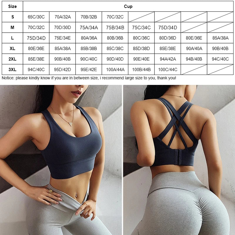 Elevate Your Workout with Our S-XXXL Women's Fitness Sports Bra - Quick Dry Push Up Yoga Crop Top for Ultimate Comfort and Support
