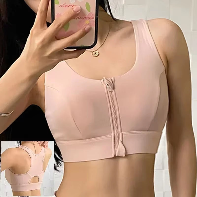 Elevate Your Workout with Our Stylish Front Zipper Sports Bra for Women - Push Up Yoga Crop Top in Vibrant Colors