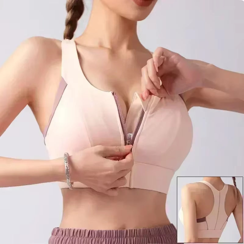 Elevate Your Workout with Our Stylish Front Zipper Sports Bra for Women - Push Up Yoga Crop Top in Vibrant Colors