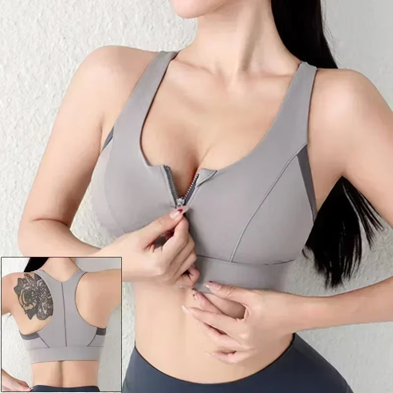 Elevate Your Workout with Our Stylish Front Zipper Sports Bra for Women - Push Up Yoga Crop Top in Vibrant Colors