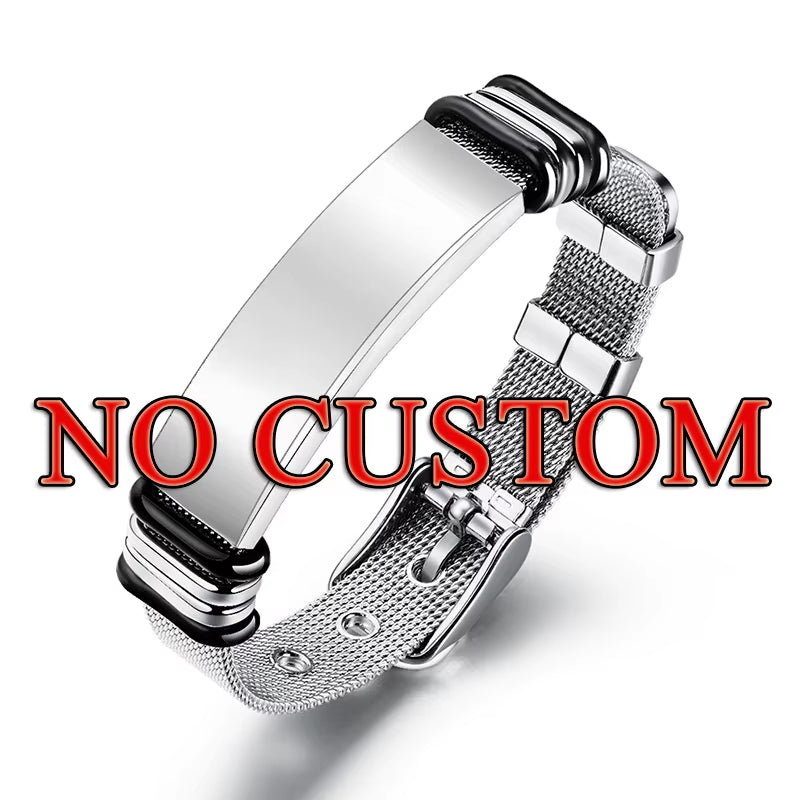 Punk Custom Name Engrave Logo Id Bracelets Net Band Trendy Stainless Steal Bracelet Men Friendship Bracelets Jewelry