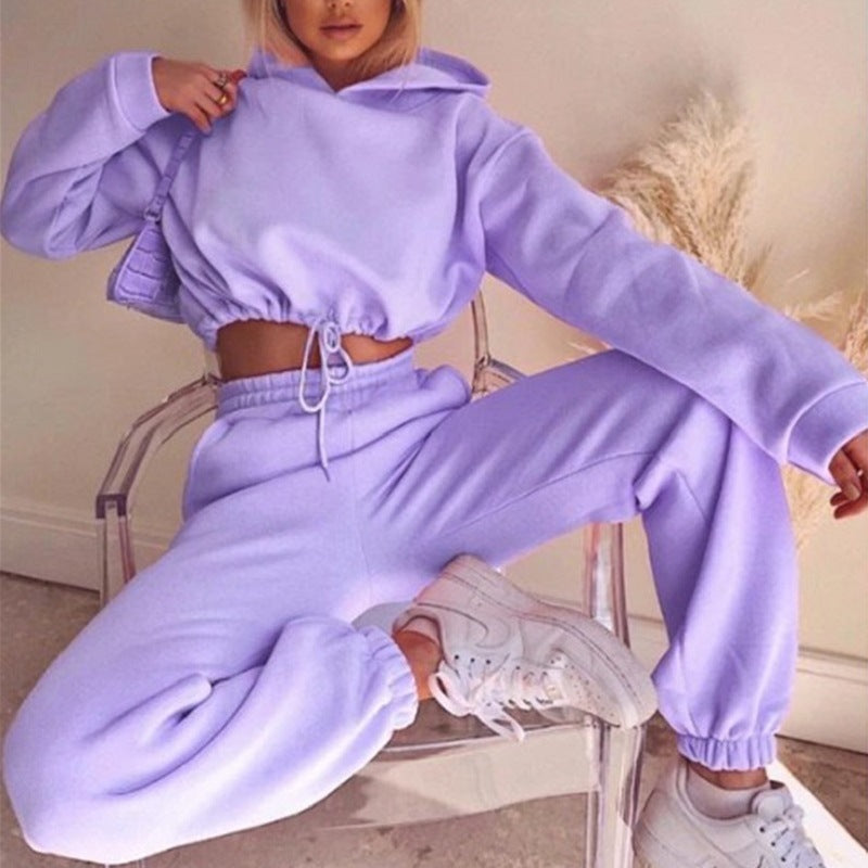 Women's 2-Piece Jogging Suit: Stylish Long Sleeve Hoodie and Sweatpants Fitness Tracksuit