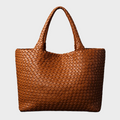 Elevate Your Style with Our Women's Premium Leather Woven Tote Handbag - Comfortable Wide Strap for Effortless Carrying