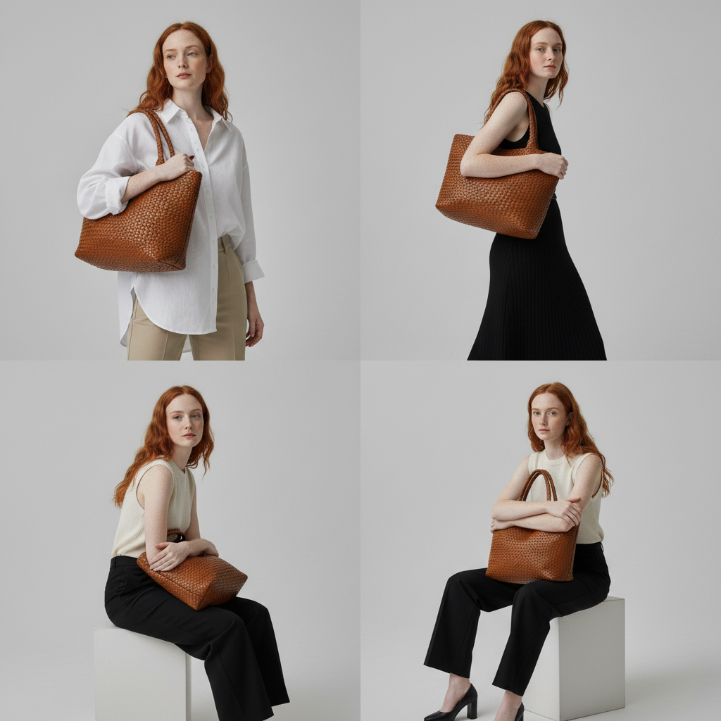 Elevate Your Style with Our Women's Premium Leather Woven Tote Handbag - Comfortable Wide Strap for Effortless Carrying